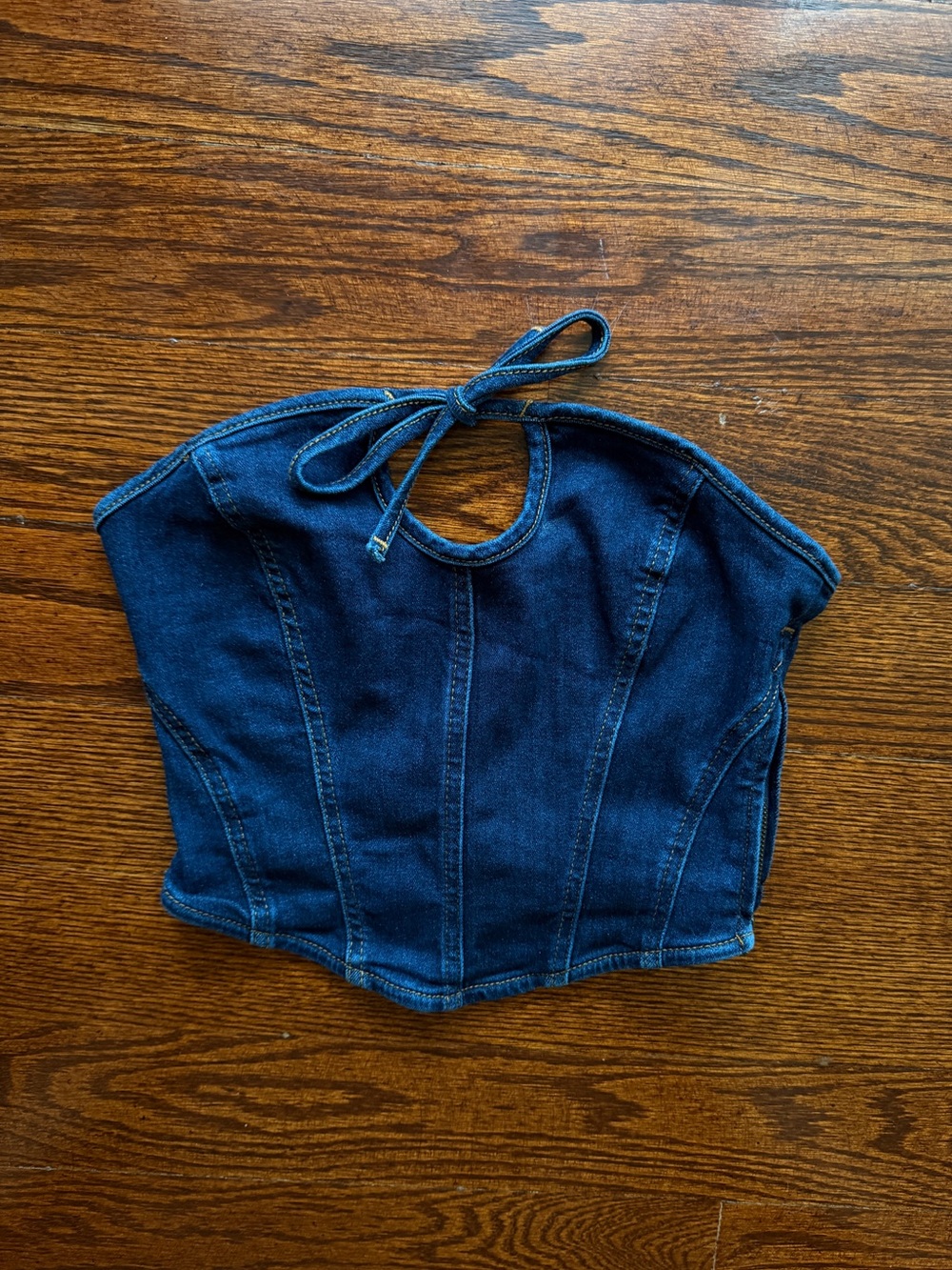 Garage Denim Dark Wash Corset Top